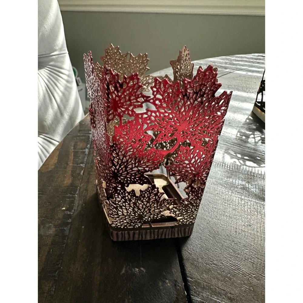 Bath Body Works Rose Gold Red Maple Leaf Foaming Soap Holder Sleeve Fall Decor